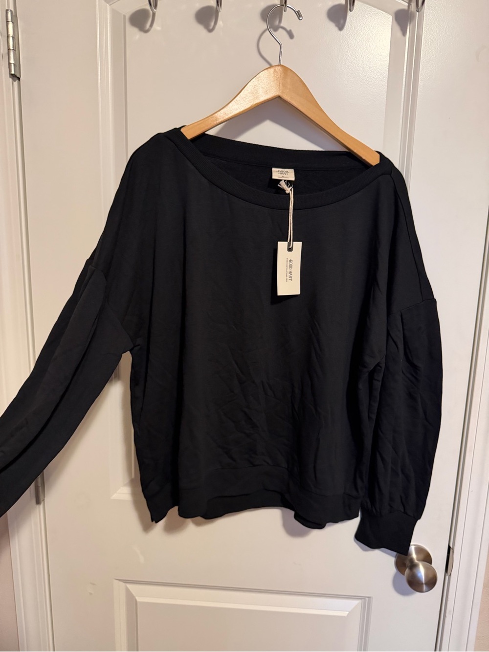 Good Hart Black Sweatshirt with Puff Sleeves NWT